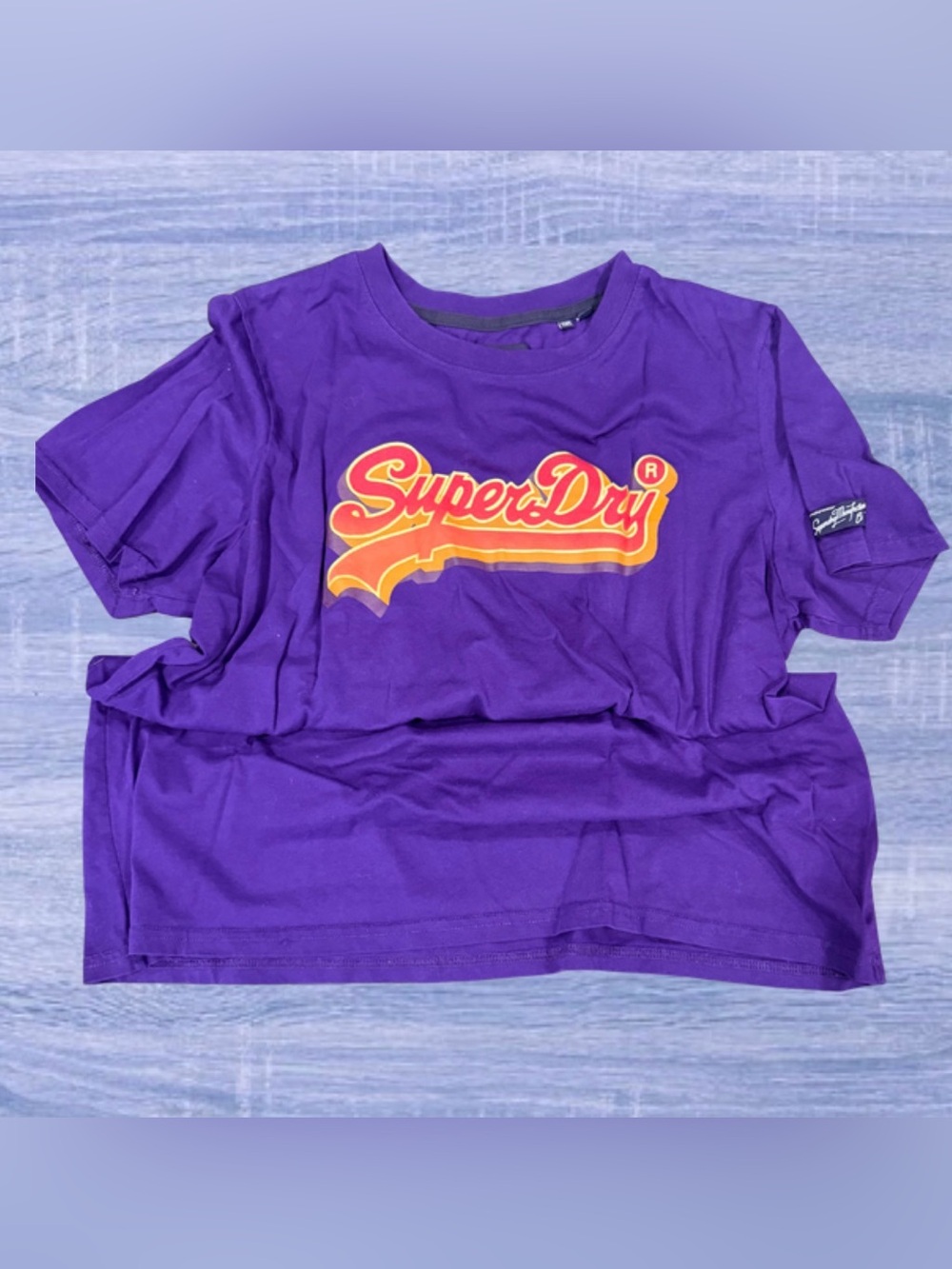 Superdry Purple Tee with Retro Orange and Yellow Script